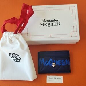 Alexander McQueen Skull Navy and Blue Card Holder